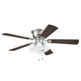 Harbor Breeze Centreville 52-in Brushed Nickel LED Indoor Flush Mount Ceiling Fan with Light Kit (5-Blade)