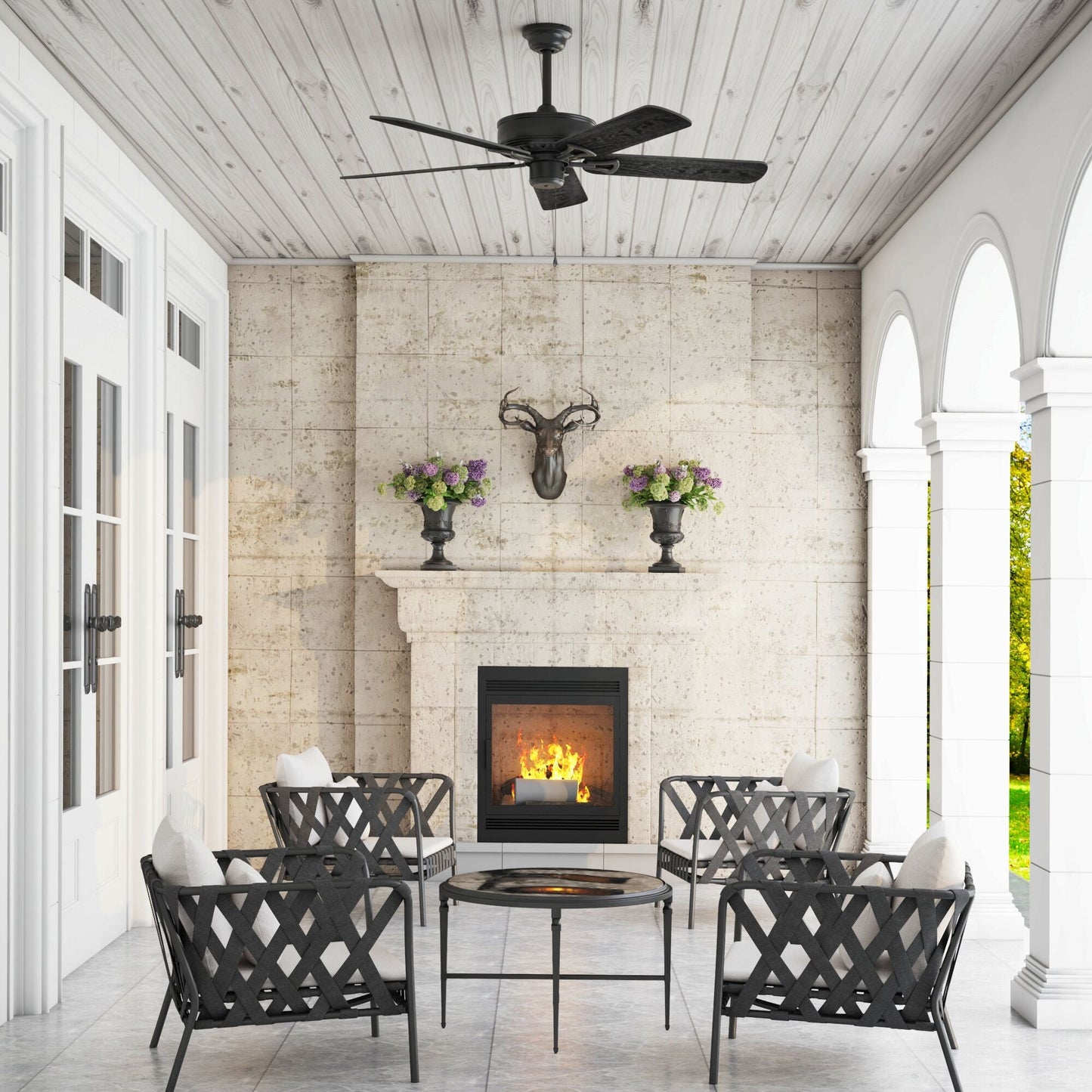 Harbor Breeze Calera 52-in Aged Bronze Downrod Mount Indoor/Outdoor Ceiling Fan