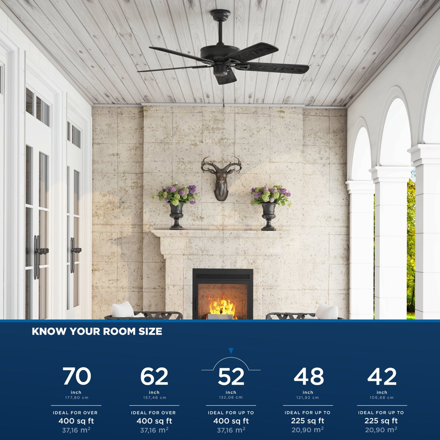 Harbor Breeze Calera 52-in Aged Bronze Downrod Mount Indoor/Outdoor Ceiling Fan