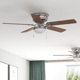 Harbor Breeze Armitage 52-in Brushed Nickel LED Indoor Flush Mount Ceiling Fan with Light Kit, 5-Blade