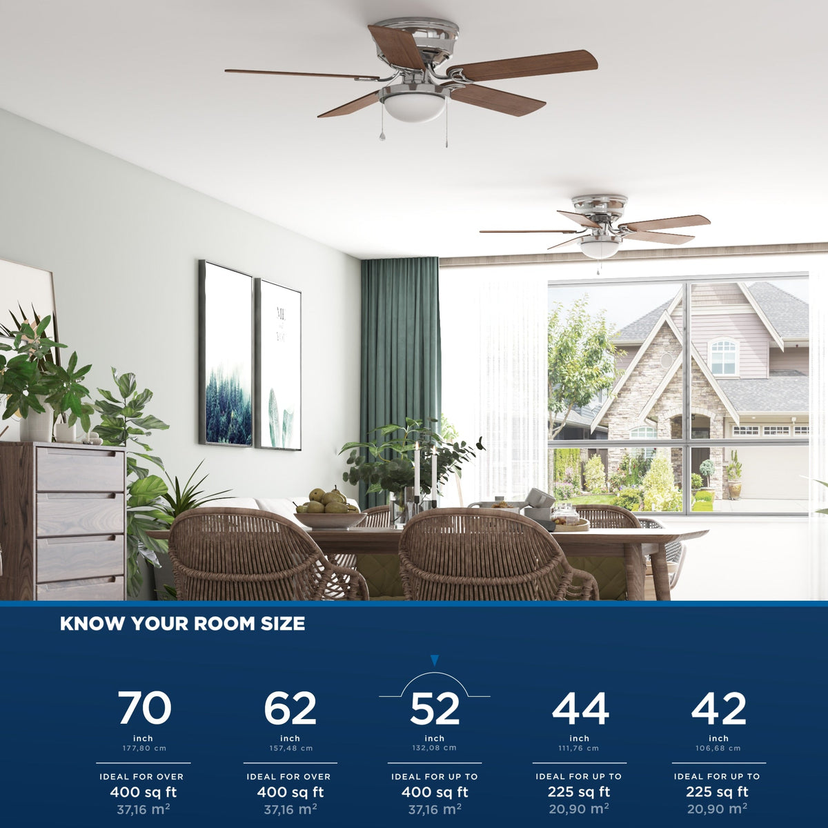 Harbor Breeze Armitage 52-in Brushed Nickel LED Indoor Flush Mount Ceiling Fan with Light Kit, 5-Blade