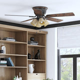 Harbor Breeze Centreville 52-in Oil-Rubbed Bronze LED Indoor Flush Mount Ceiling Fan with Light (5-Blade)