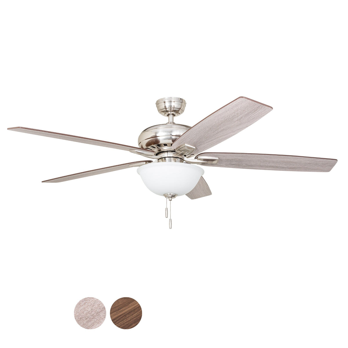 Harbor Breeze Cooperstown 62-in Brushed Nickel LED Indoor Ceiling Fan with Light, 5-Blade
