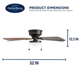 Harbor Breeze Armitage 52-in Bronze LED Indoor Flush Mount Ceiling Fan (5-Blade)