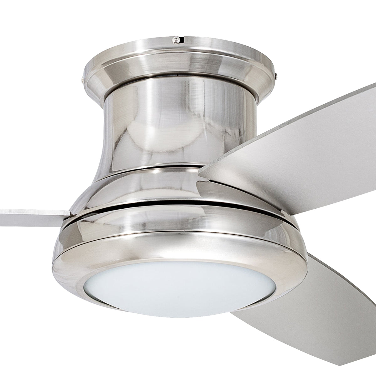 Harbor Breeze Sail Stream 52-in Brushed Nickel LED Indoor Flush Mount Ceiling Fan with Light Kit and Remote, 3-Blade