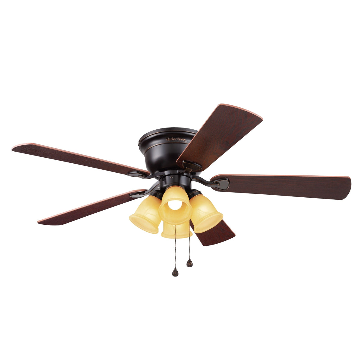 Harbor Breeze Centreville 52-in Oil-Rubbed Bronze LED Indoor Flush Mount Ceiling Fan with Light (5-Blade)
