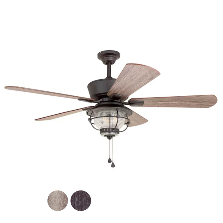 Harbor Breeze Merrimack II 52-in Matte Bronze LED Indoor/Outdoor Ceiling Fan with Light Kit, 5-Blade