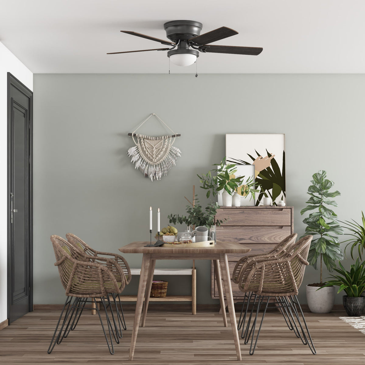 Harbor Breeze Armitage 52-in Bronze LED Indoor Flush Mount Ceiling Fan with Light Kit (5-Blade)