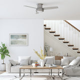 Harbor Breeze Sail Stream 52-in Brushed Nickel LED Indoor Flush Mount Ceiling Fan with Light Kit and Remote, 3-Blade