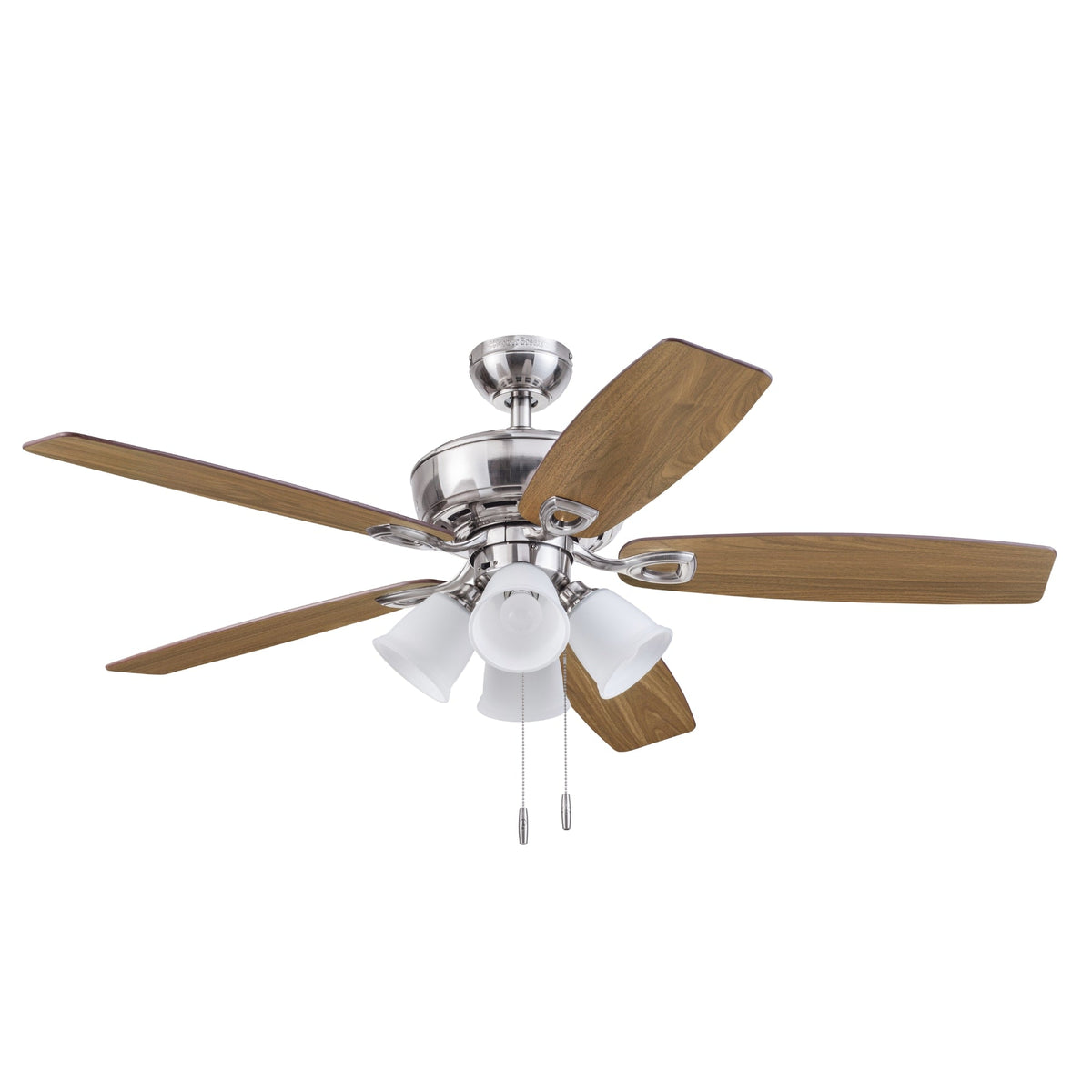 Harbor Breeze Notus 52-in Brushed Nickel LED Indoor Ceiling Fan with Light, Reversible Driftwood/Sienna Blades (5-Blade)