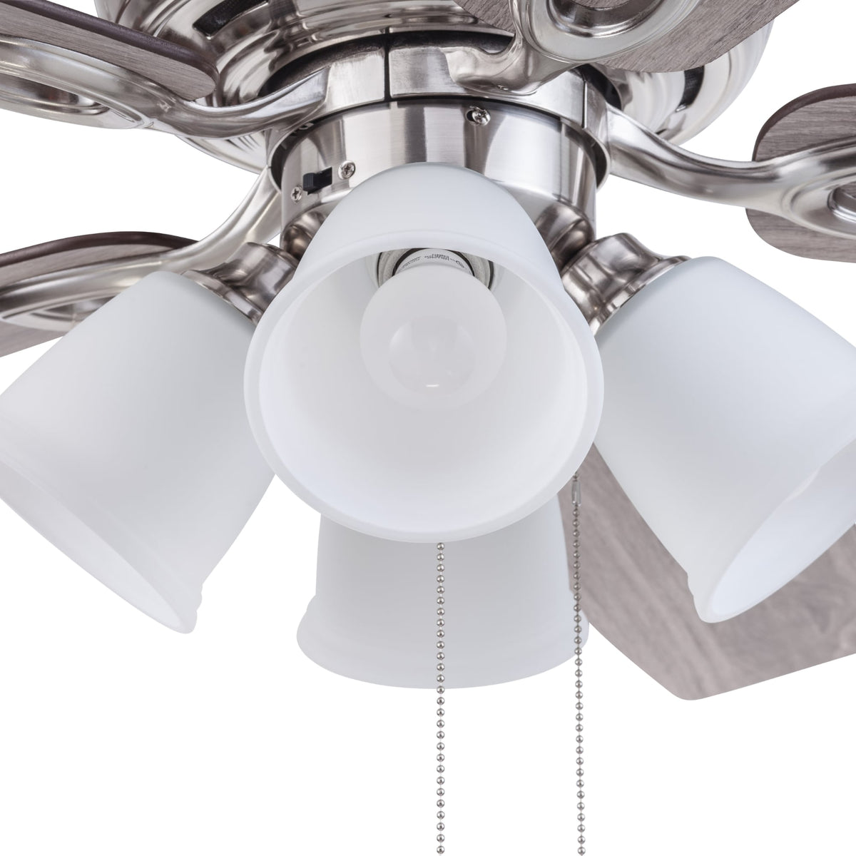 Harbor Breeze Notus 52-in Brushed Nickel LED Indoor Ceiling Fan with Light Kit (5-Blade, Driftwood/Sienna Reversible Blades)