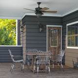 Harbor Breeze Merrimack II 52-in Matte Bronze LED Indoor/Outdoor Ceiling Fan with Light Kit, 5-Blade