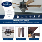 Harbor Breeze Merrimack II 52-in Matte Bronze LED Indoor/Outdoor Ceiling Fan with Light Kit, 5-Blade