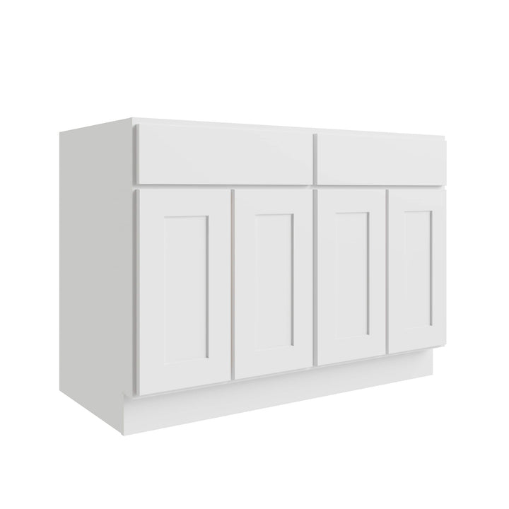 RELIABILT Parkstone 48-in W x 34.5-in H x 24-in D White 2-Drawers Base Fully Assembled Plywood Cabinet (Flat Panel Shaker Style)