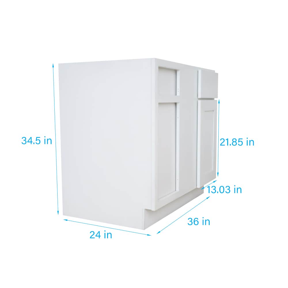 RELIABILT Fairplay 36-in W x 34.5-in H x 24-in D White Blind 1-Drawer Corner Base Ready To Assemble Plywood Cabinet (Recessed Panel Shaker Style)