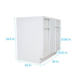 RELIABILT Fairplay 36-in W x 34.5-in H x 24-in D White Blind 1-Drawer Corner Base Ready To Assemble Plywood Cabinet (Recessed Panel Shaker Style)