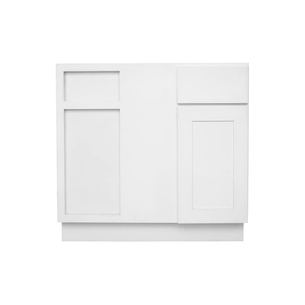RELIABILT Fairplay 36-in W x 34.5-in H x 24-in D White Blind 1-Drawer Corner Base Ready To Assemble Plywood Cabinet (Recessed Panel Shaker Style)