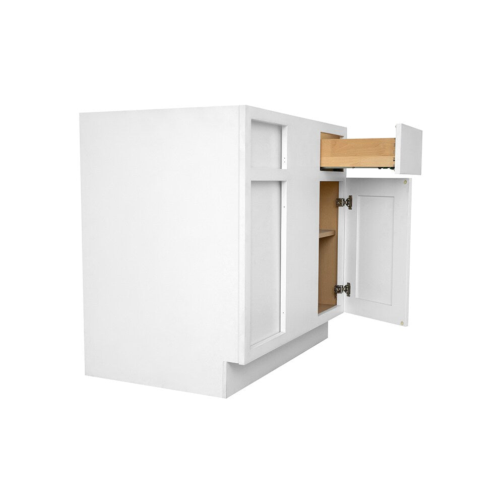 RELIABILT Fairplay 36-in W x 34.5-in H x 24-in D White Blind 1-Drawer Corner Base Ready To Assemble Plywood Cabinet (Recessed Panel Shaker Style)