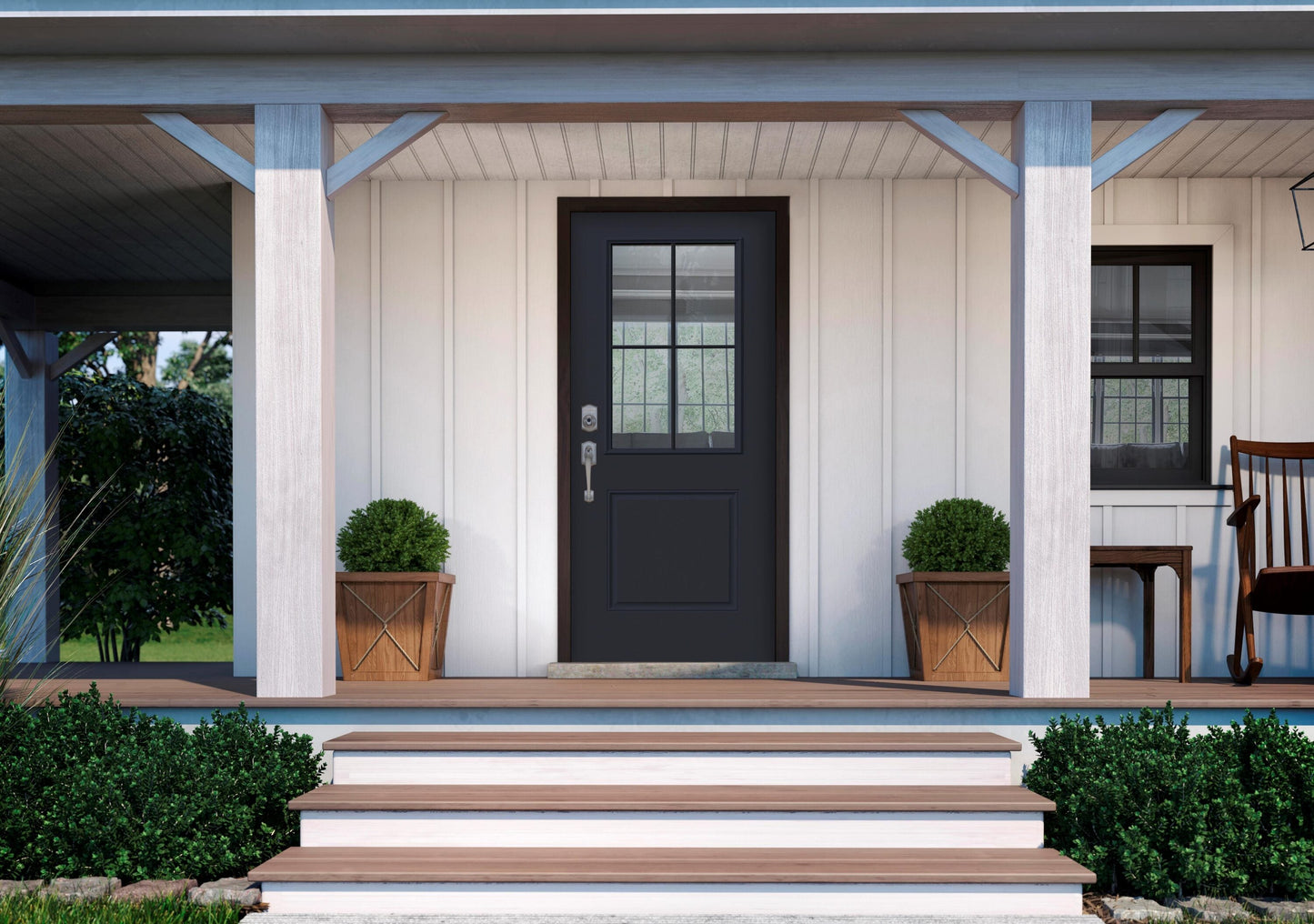 JELD-WEN 36x80 Steel prehung entry door, Right-hand inswing, Painted – vignette view 3