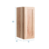 Project Source Branson 9-in W x 30-in H x 12-in D Hickory Wall Fully Assembled Cabinet (Recessed Panel Shaker Door Style)