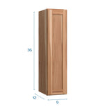 Project Source Branson 9-in W x 36-in H x 12-in D Hickory Wall Fully Assembled Cabinet (Recessed Panel Shaker Door Style)