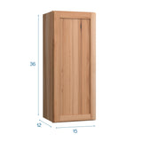 Project Source Branson 15-in W x 36-in H x 12-in D Hickory Wall Fully Assembled Cabinet (Recessed Panel Shaker Door Style)