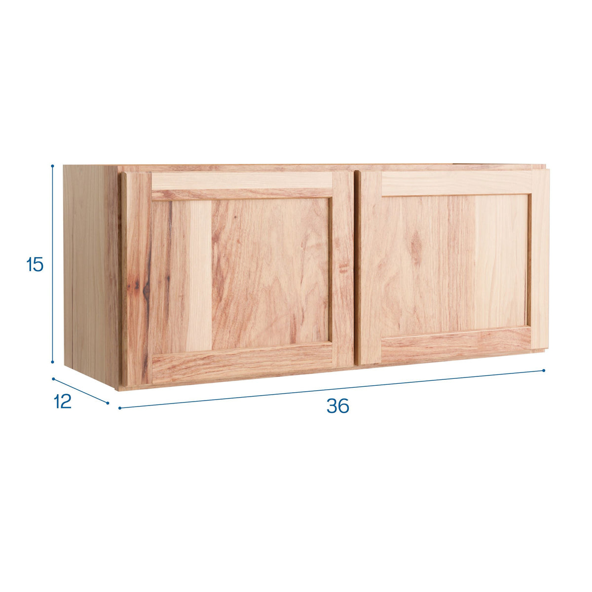 Project Source Branson 36-in W x 15-in H x 12-in D Hickory Wall Fully Assembled Cabinet (Recessed Panel Shaker Door Style)