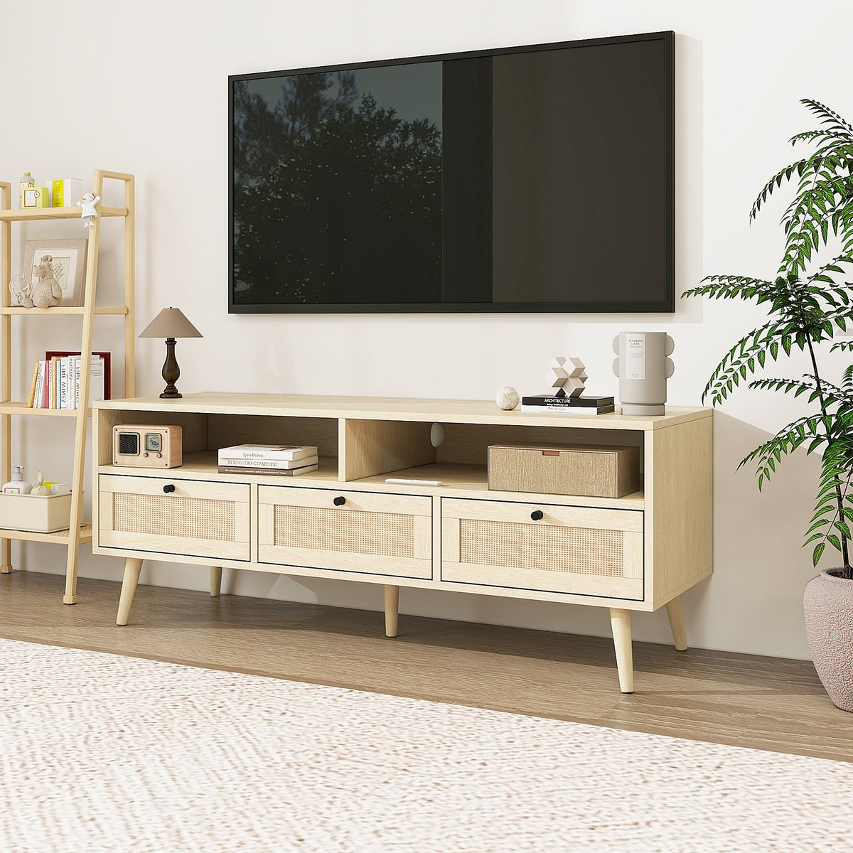 Fun Orange Modern/Contemporary Oak Tv Cabinet (Accommodates TVs up to 55-in)