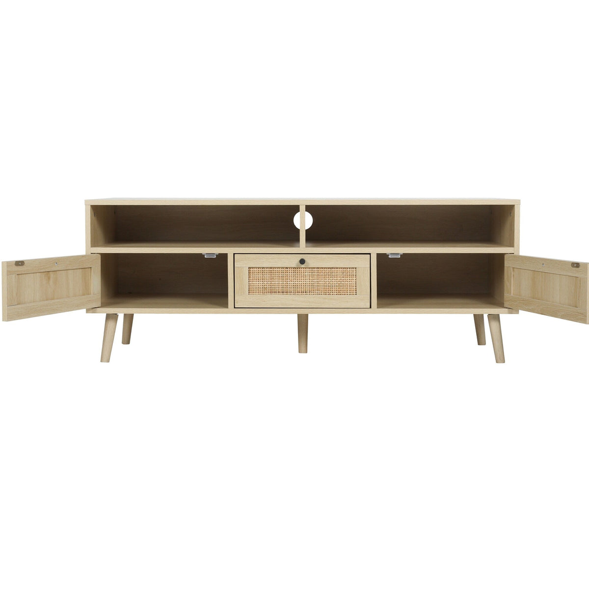 Fun Orange Modern/Contemporary Oak Tv Cabinet (Accommodates TVs up to 55-in)