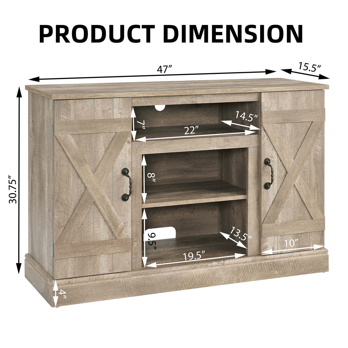 Fun Orange TV-STAND Farmhouse/Rustic Light Gray Tv Cabinet (Accommodates TVs up to 50-in)