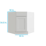 RELIABILT Parkstone 32-in W x 34.5-in H x 24-in D White Diagonal Corner Base Fully Assembled Plywood Cabinet (Flat Panel Shaker Style)