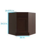 RELIABILT Parkstone 36-in W x 34.5-in H x 24-in D Espresso Diagonal Sink Base Fully Assembled Plywood Cabinet (Flat Panel Shaker Style)
