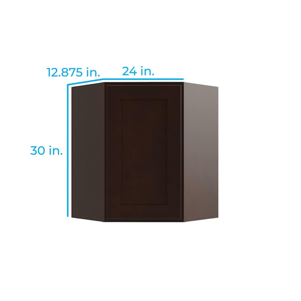 RELIABILT Parkstone 24-in W x 30-in H x 12-in D Espresso Diagonal Wall Fully Assembled Plywood Cabinet (Shaker Door Style)