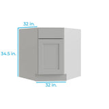 RELIABILT Parkstone 32-in W x 34.5-in H x 24-in D Grey Diagonal Sink Base Fully Assembled Plywood Cabinet (Flat Panel Shaker Style)