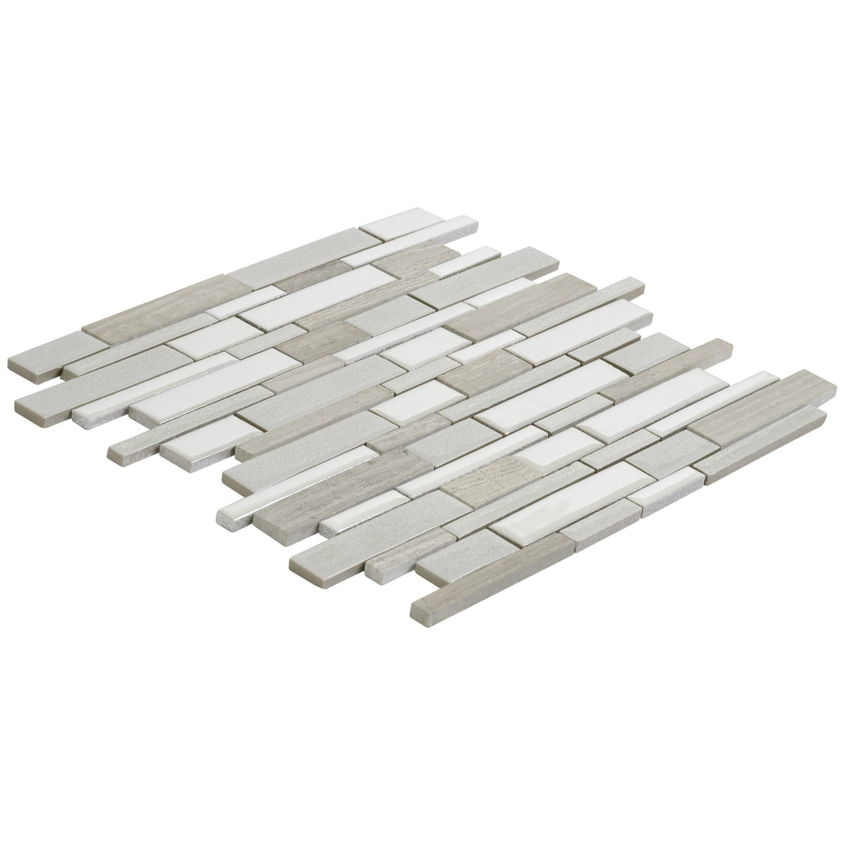 Elida Ceramica Crackled Linear Silk 12-in x 12-in Glazed Porcelain/Marble Linear Mosaic Wall Tile (1.05-sq ft)