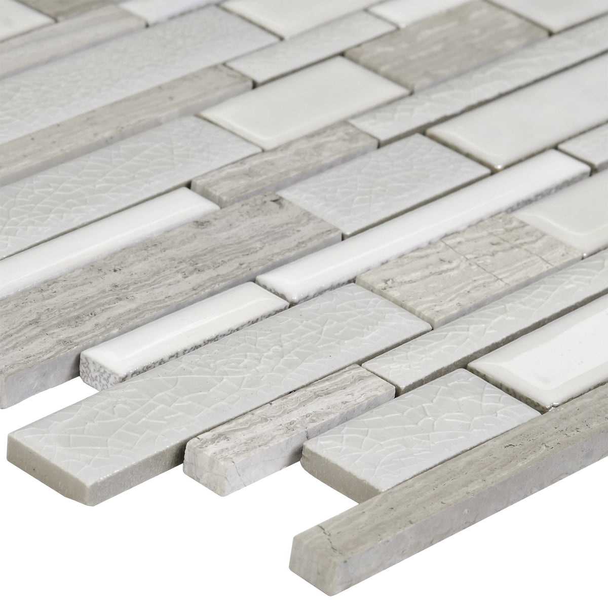 Elida Ceramica Crackled Linear Silk 12-in x 12-in Glazed Porcelain/Marble Linear Mosaic Wall Tile (1.05-sq ft)