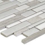 Elida Ceramica Crackled Linear Silk 12-in x 12-in Glazed Porcelain/Marble Linear Mosaic Wall Tile (1.05-sq ft)