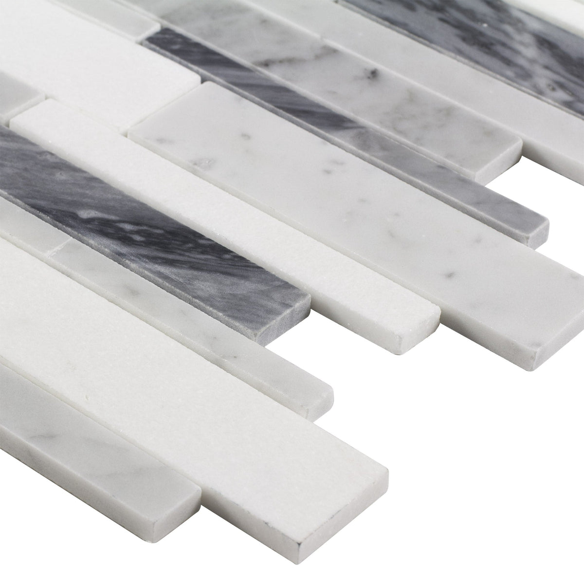 Elida Ceramica Bianca Blended 12-in x 12-in Polished Natural Stone Marble Linear Mosaic Wall Tile