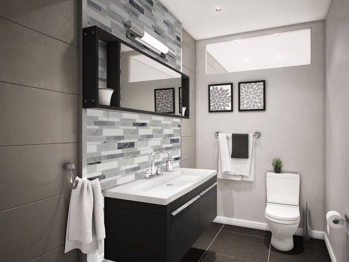 Elida Ceramica Bianca Blended 12-in x 12-in Polished Natural Stone Marble Linear Mosaic Wall Tile