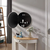 Forclover 26-in x 26-in Lighted LED Fog Free Surface/Recessed Mount Black Mirrored Round Medicine Cabinet
