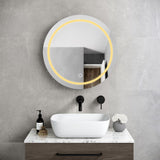 Forclover 26-in x 26-in Lighted LED Fog Free Surface/Recessed Mount Black Mirrored Round Medicine Cabinet