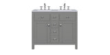 Eviva Artemis 44 in. W x 22 in. D x 34 in. H Double Sink Bathroom Vanity in White with Carrara-Style Quartz Top and White Undermount Sinks