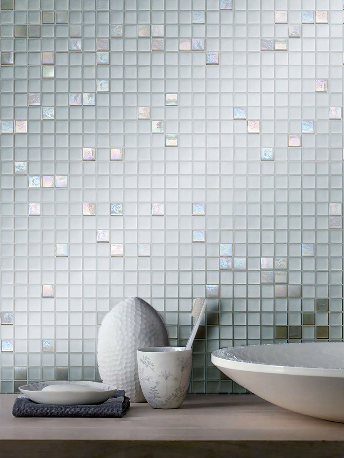 Apollo Tile Mingles Pearl White 11-1/2-in x 11-1/2-in Glossy Glass Uniform Squares Floor and Wall Tile (18.69-sq. ft/ Carton)