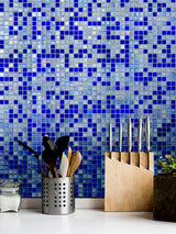 Apollo Tile Mingles Royal Blue and White 11-1/2-in x 11-1/2-in Glossy Glass Uniform Squares Floor and Wall Tile (18.69-sq. ft/ Carton)