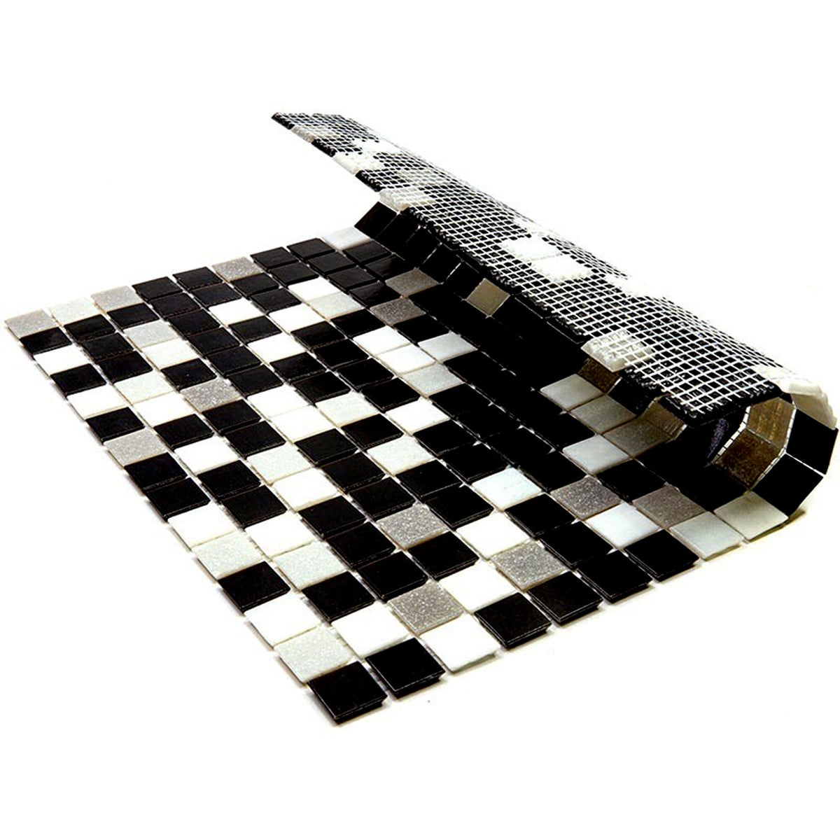 Apollo Tile Mingles White and Black 12-in x 12-in Glossy Glass Uniform Squares Floor and Wall Tile (20-sq. ft/ Carton)