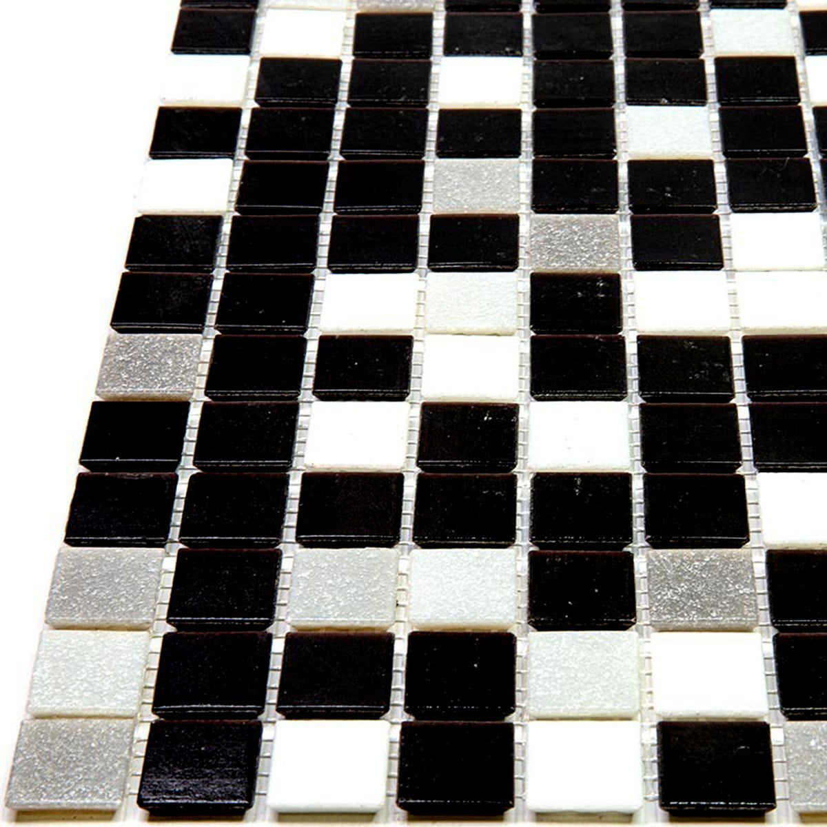 Apollo Tile Mingles White and Black 12-in x 12-in Glossy Glass Uniform Squares Floor and Wall Tile (20-sq. ft/ Carton)