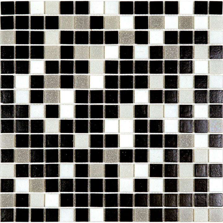 Apollo Tile Mingles White and Black 12-in x 12-in Glossy Glass Uniform Squares Floor and Wall Tile (20-sq. ft/ Carton)