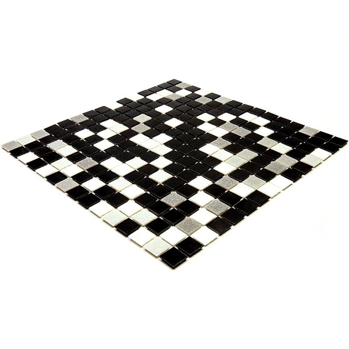 Apollo Tile Mingles White and Black 12-in x 12-in Glossy Glass Uniform Squares Floor and Wall Tile (20-sq. ft/ Carton)