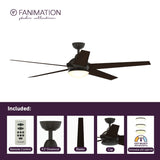 Fanimation Studio Collection Covert 64-in Aged Bronze LED Indoor/Outdoor Ceiling Fan with Remote, 5-Blade