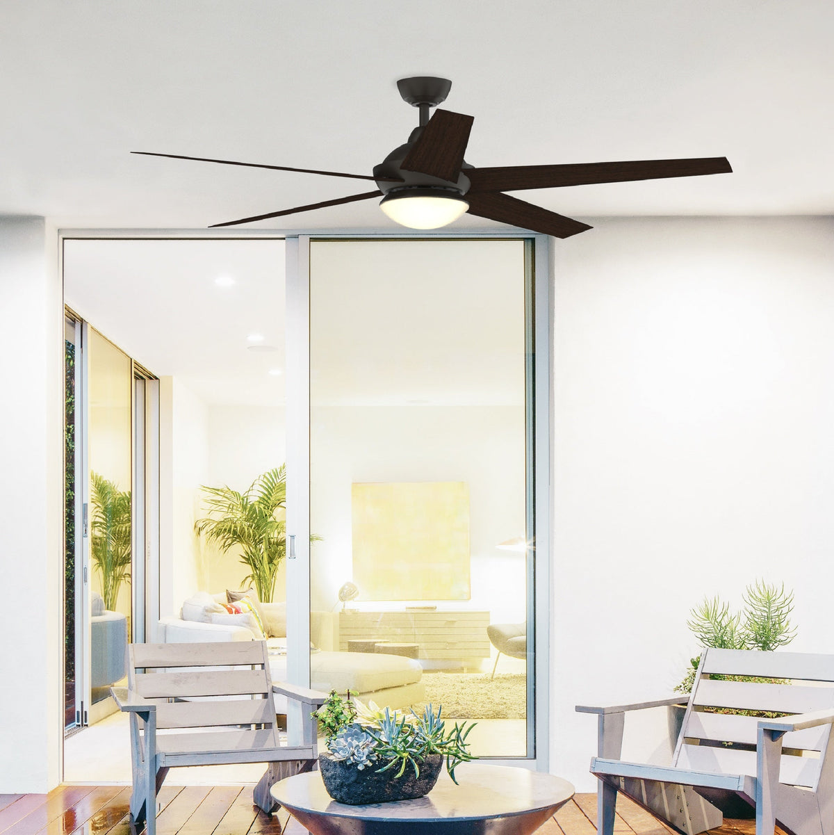 Fanimation Studio Collection Covert 64-in Aged Bronze LED Indoor/Outdoor Ceiling Fan with Light Kit and Remote, 5-Blade